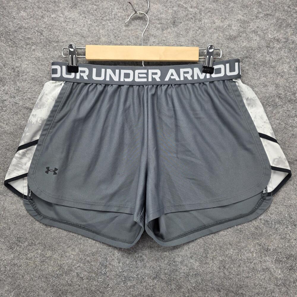 Under Armour Shorts Womens L Gray 3 In Running Athletic Pockets Elastic Waist